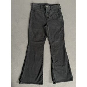 American Eagle Jeans Womens 6 Dark Gray Corduroy Denim Super Hi Rise Flare